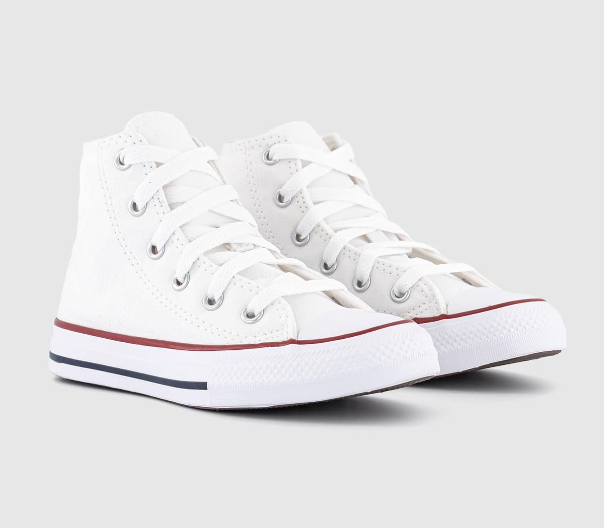 Converse Kids White All Star High Mid Sizes Optical Trainers, 2