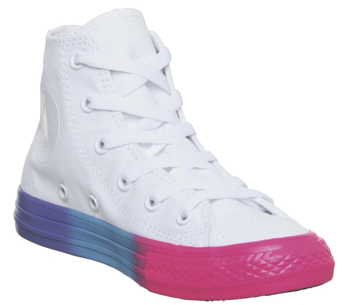 ConverseAll Star Hi Mid Sizes TrainersWhite Racer Pink Black