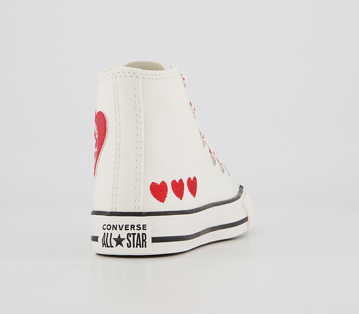 Converse All Star Hi Youth Trainers Converse All Star Hi Youth Trainers Vintage White University Red Black Heart