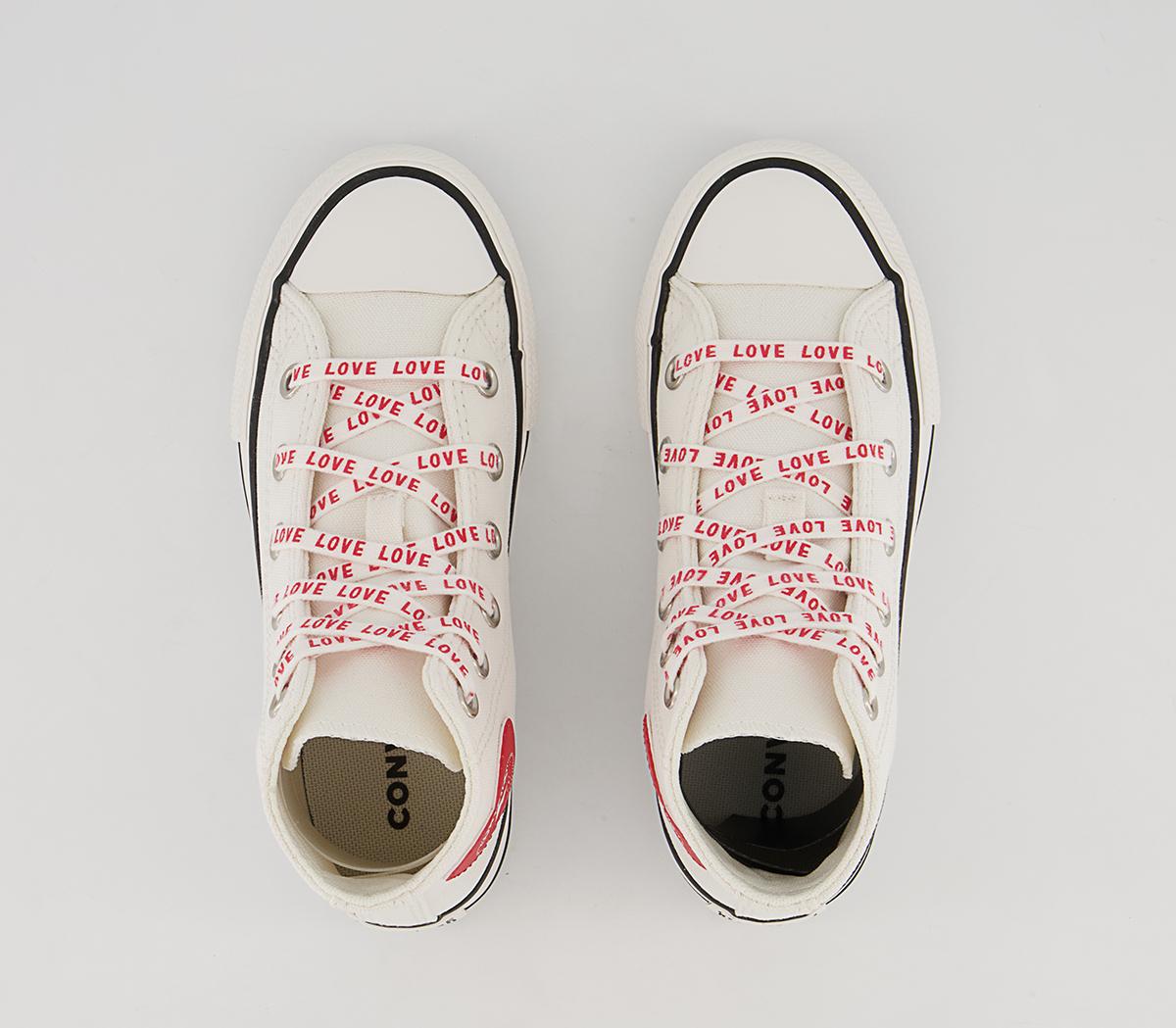 Converse All Star Hi Youth Trainers Converse All Star Hi Youth Trainers Vintage White University Red Black Heart