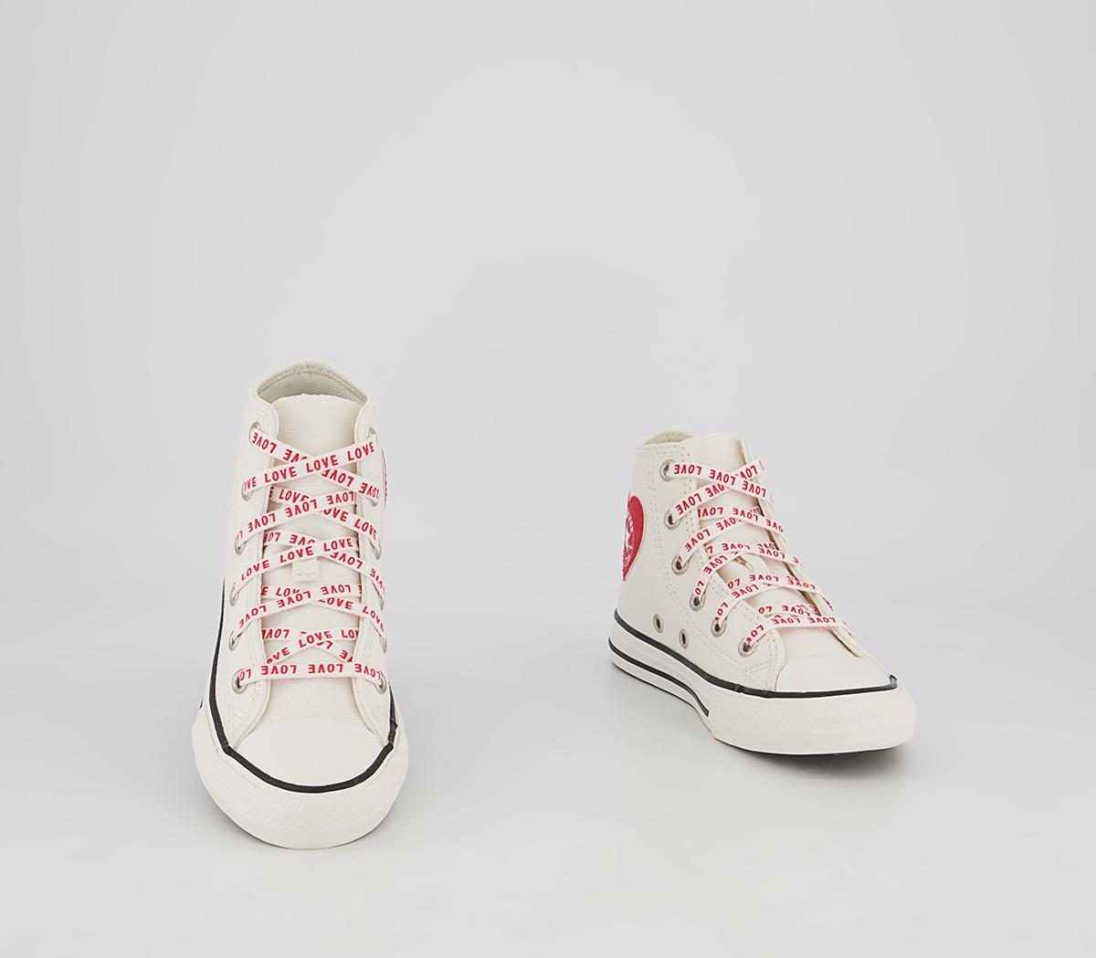 Converse All Star Hi Youth Trainers Converse All Star Hi Youth Trainers Vintage White University Red Black Heart