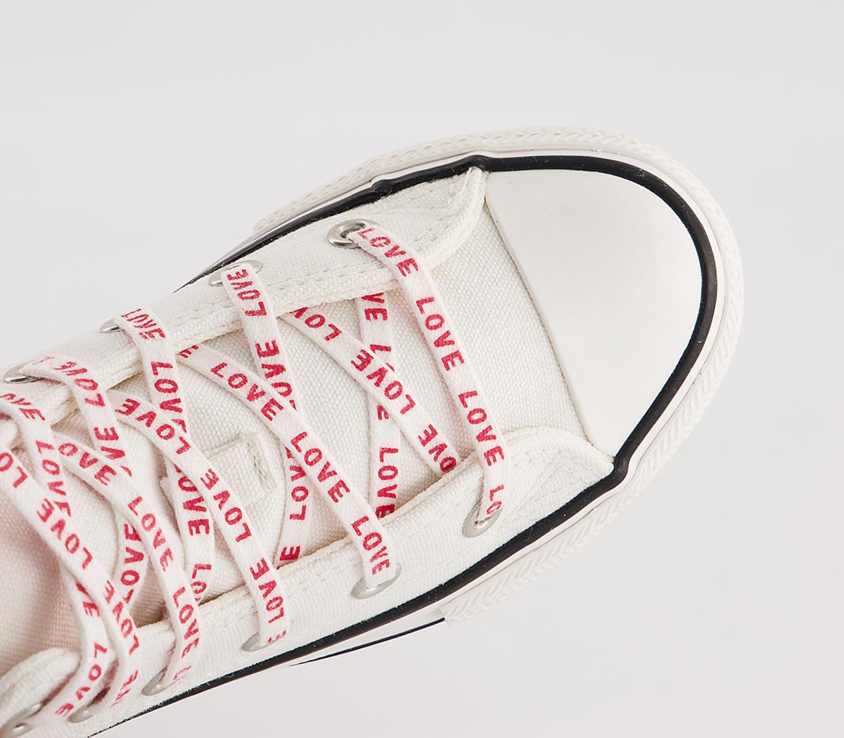 Converse All Star Hi Youth Trainers Converse All Star Hi Youth Trainers Vintage White University Red Black Heart