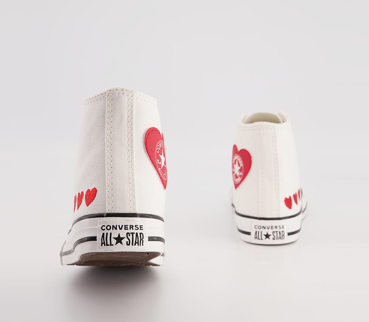Converse All Star Hi Youth Trainers Converse All Star Hi Youth Trainers Vintage White University Red Black Heart
