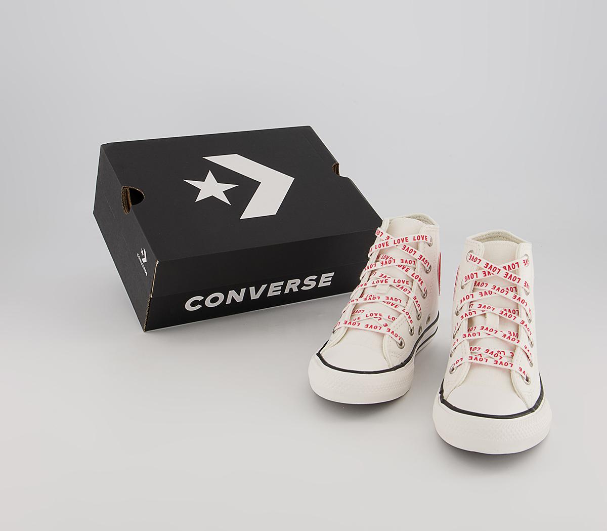 Converse All Star Hi Youth Trainers Converse All Star Hi Youth Trainers Vintage White University Red Black Heart