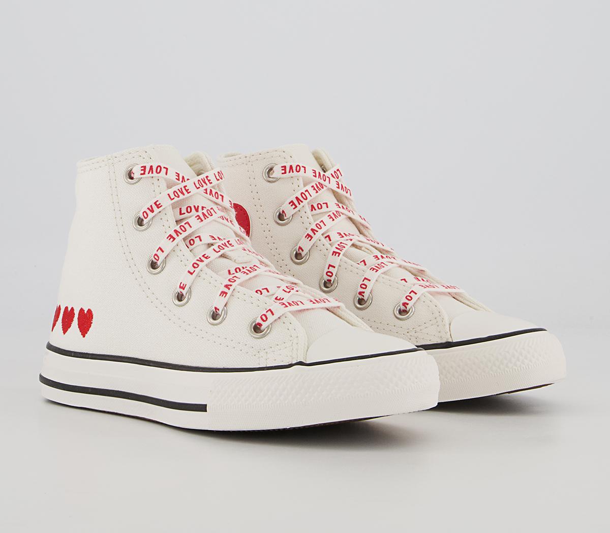 Converse All Star Hi Youth Trainers Converse All Star Hi Youth Trainers Vintage White University Red Black Heart