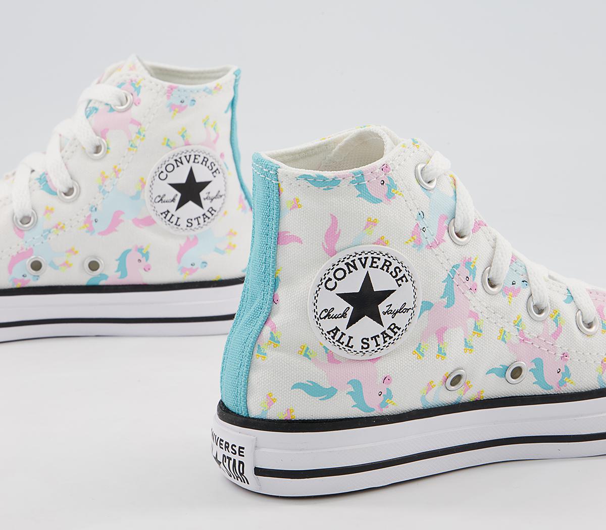 Converse All Star Hi Youth Trainers Converse All Star Hi Youth Trainers White Pink Unicorn