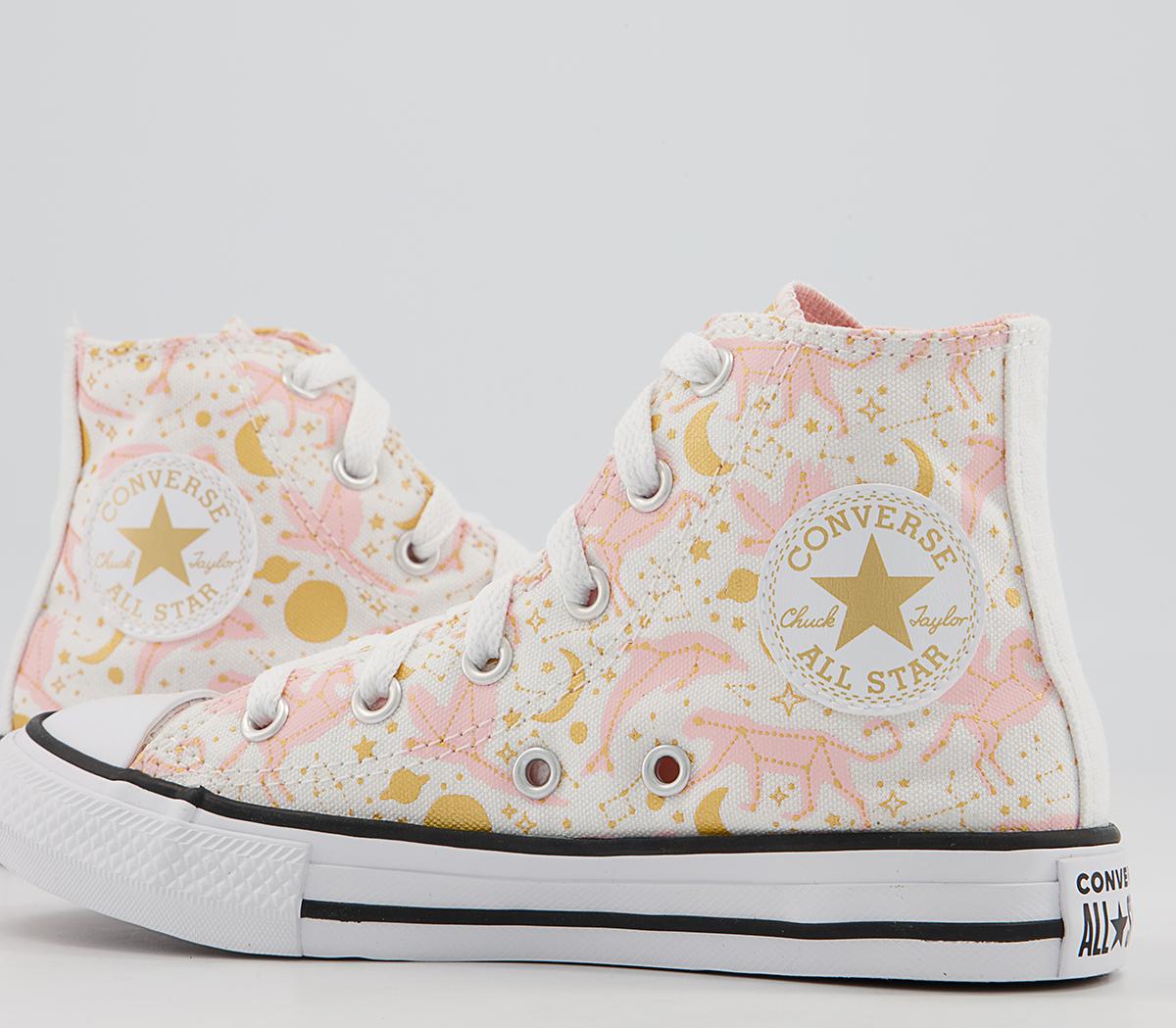 Converse All Star Hi Youth Trainers Converse All Star Hi Youth Trainers White Pink Gold Constellation
