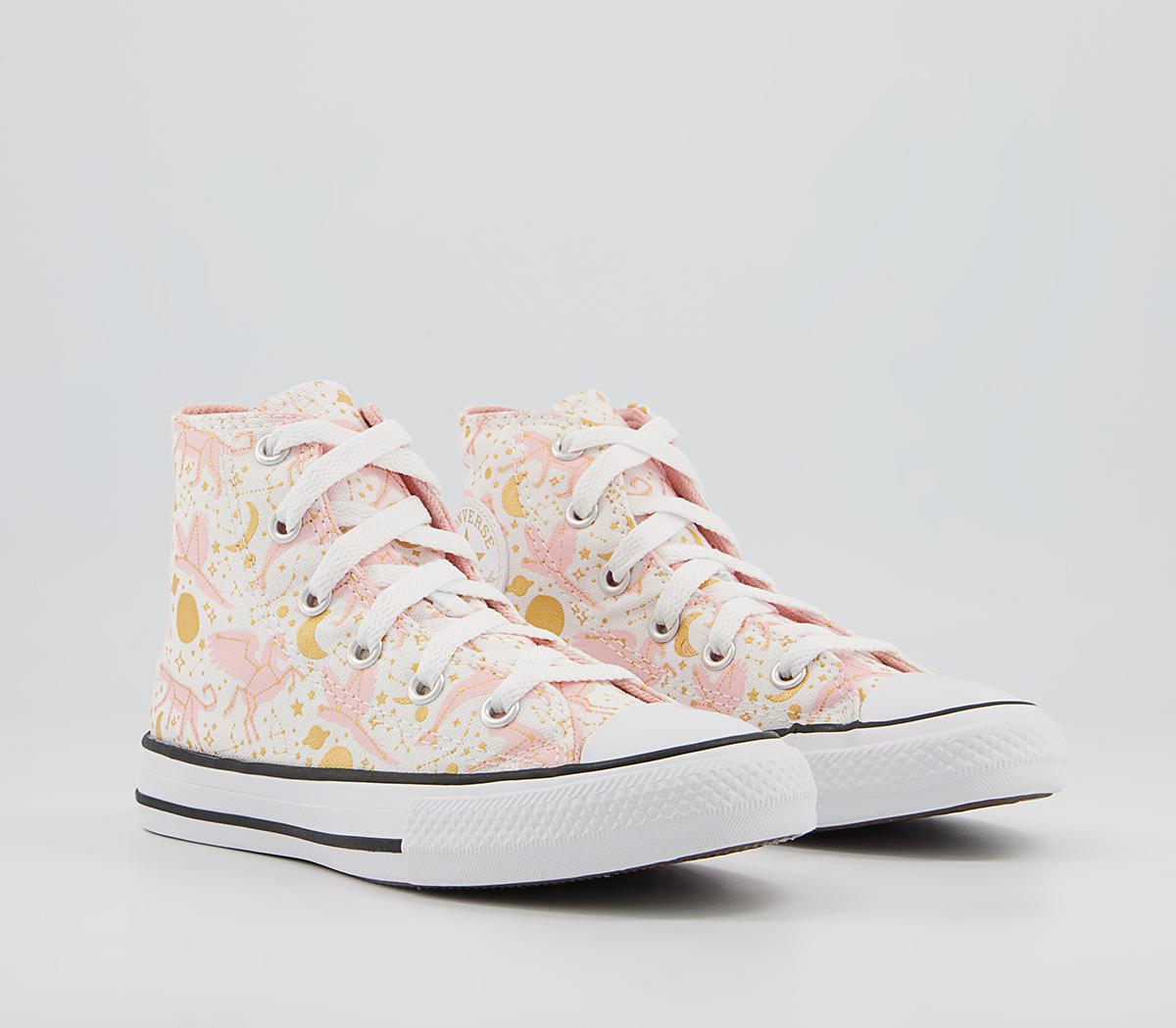 Converse All Star Hi Youth Trainers Converse All Star Hi Youth Trainers White Pink Gold Constellation