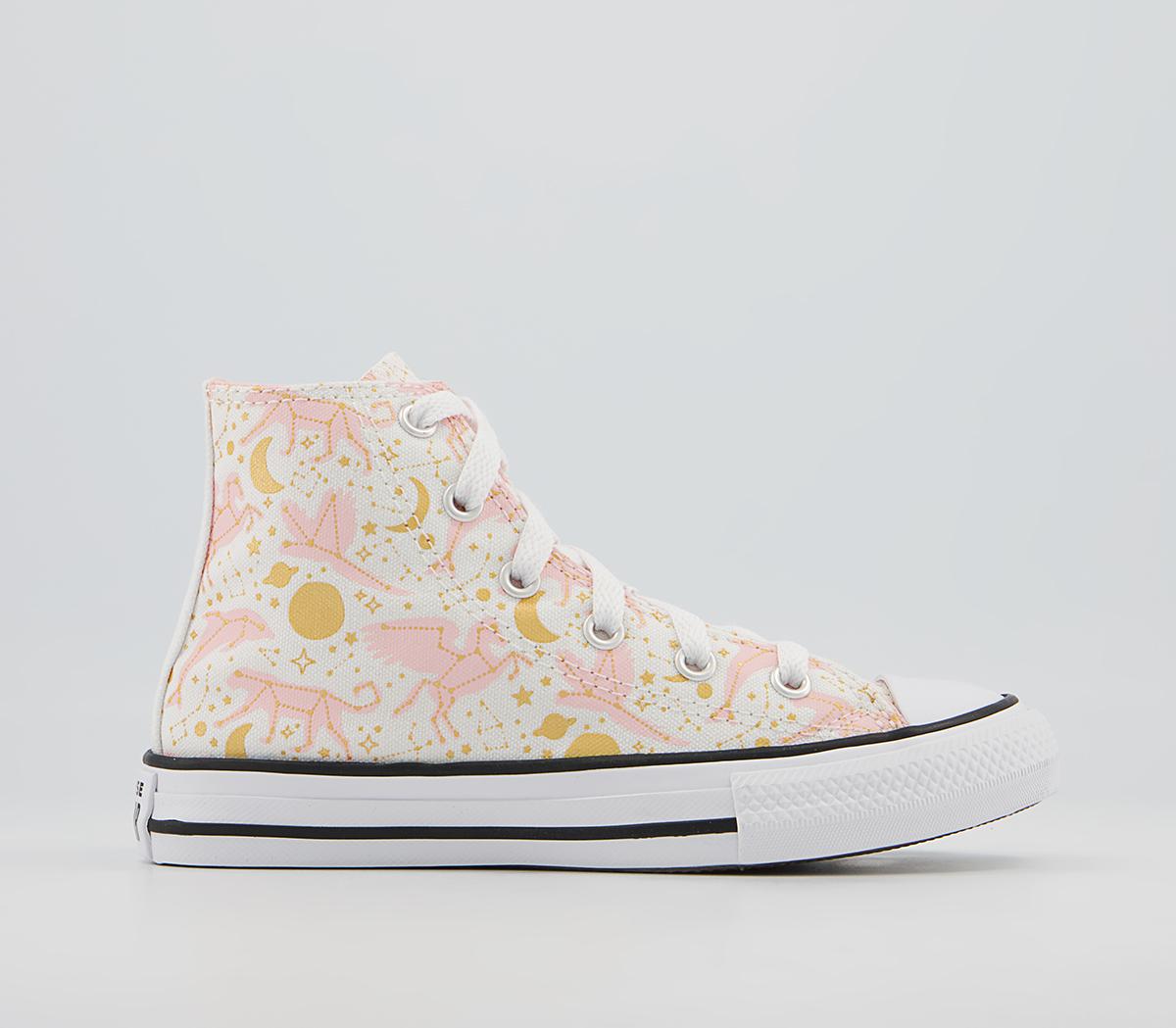 ConverseAll Star Hi Youth TrainersWhite Pink Gold Constellation