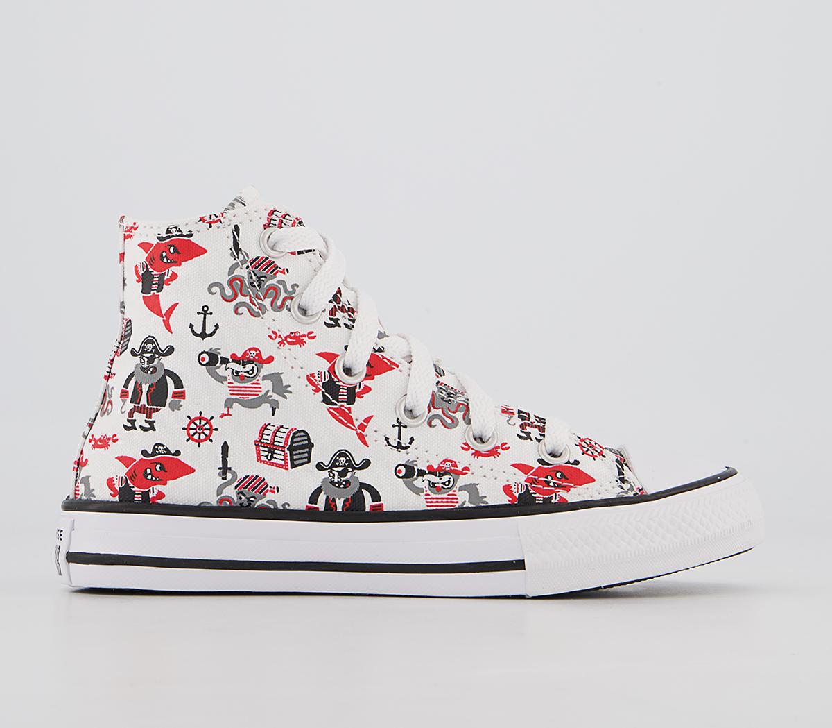 ConverseAll Star Hi Youth TrainersWhite University Red Black Pirate