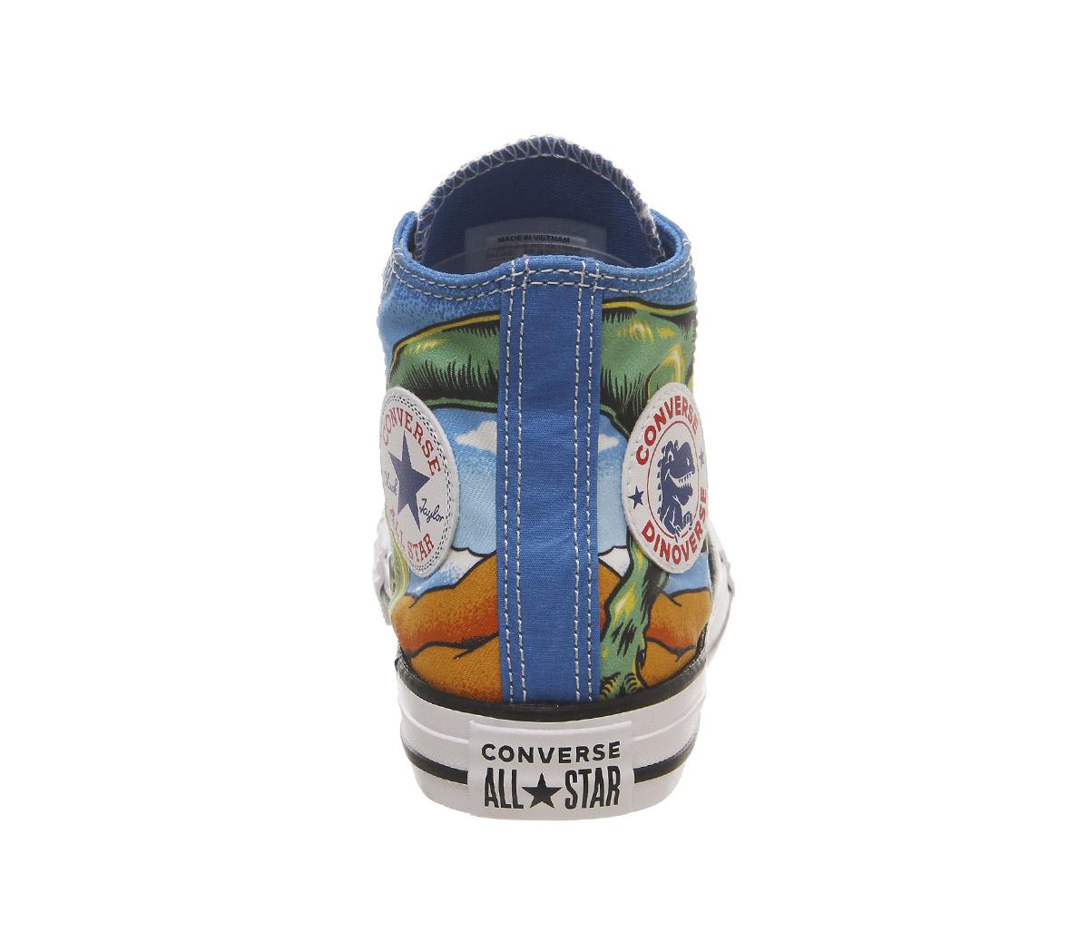ConverseAll Star Hi Mid SizesTotally Blue Black White Dinosaur