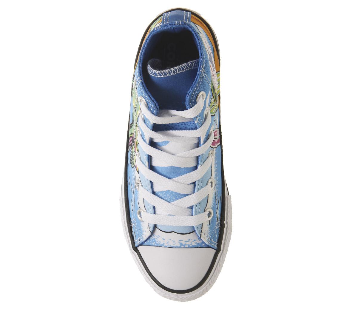ConverseAll Star Hi Mid SizesTotally Blue Black White Dinosaur