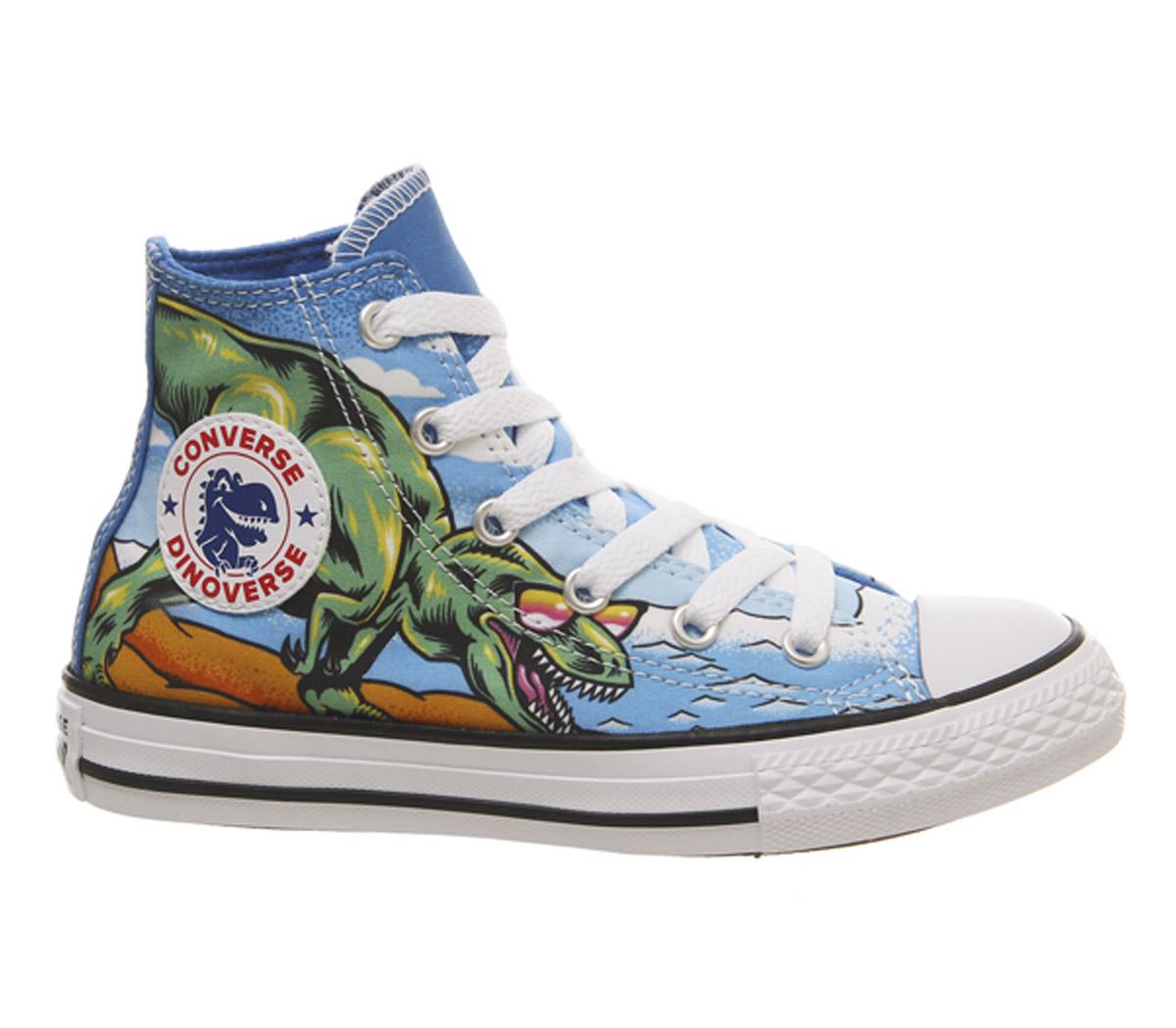 ConverseAll Star Hi Mid SizesTotally Blue Black White Dinosaur