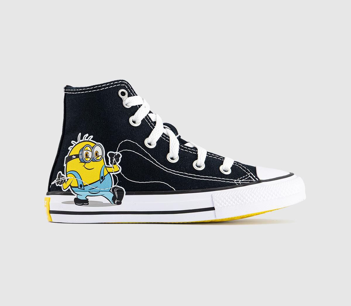 Converse All Star Hi School Shoe Trainers Minions White Black in Kids  Size 11 , Office Shoes