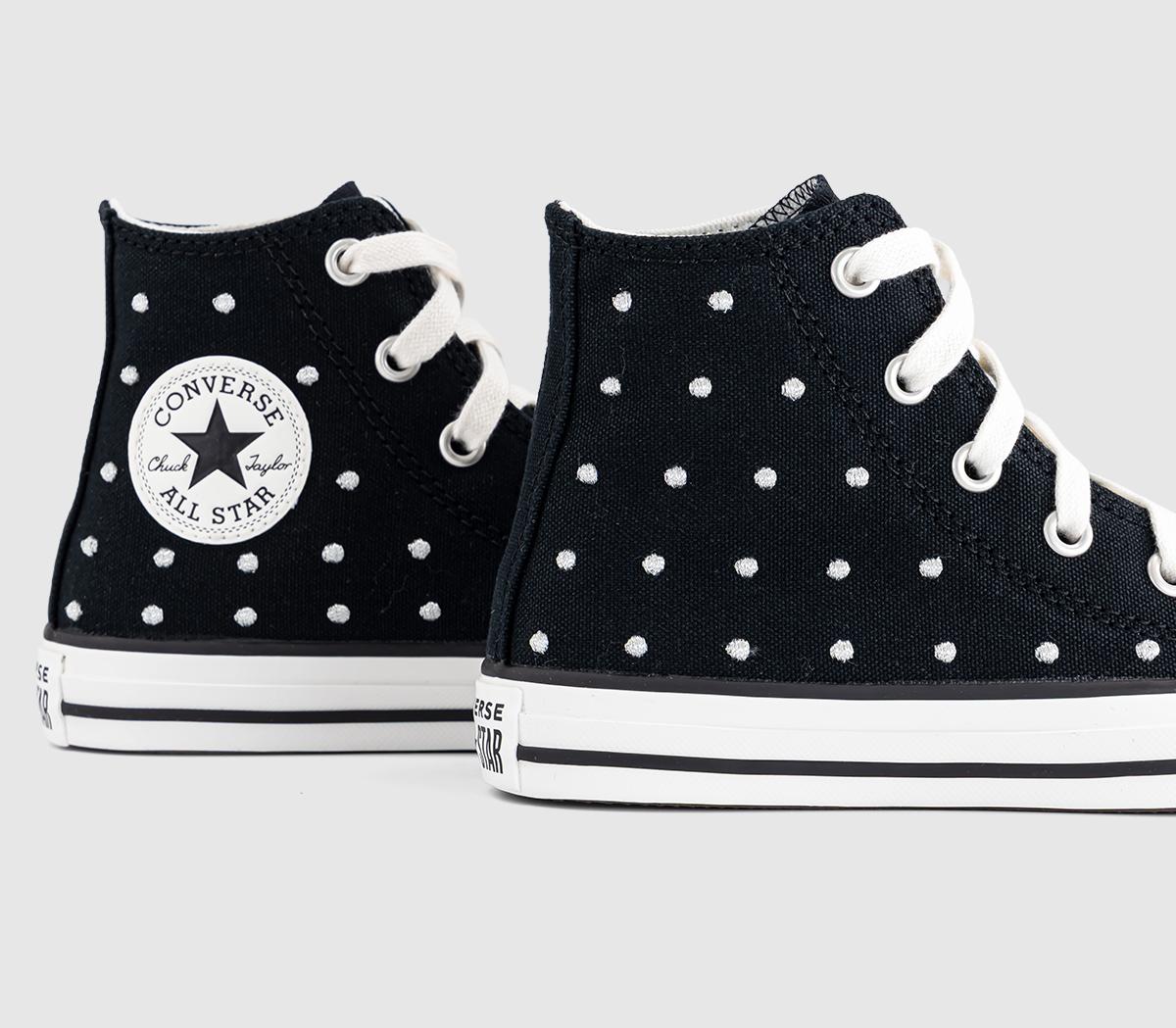 ConverseAll Star Hi Mid Sizes TrainersBlack Vintage White Stud