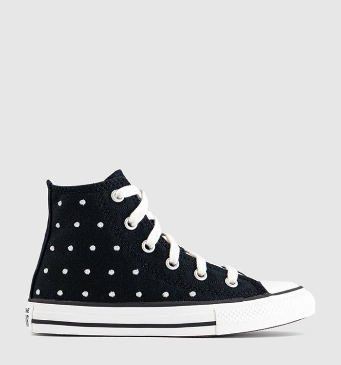 Converse All Star Hi Mid Sizes Trainers Black Vintage White Stud