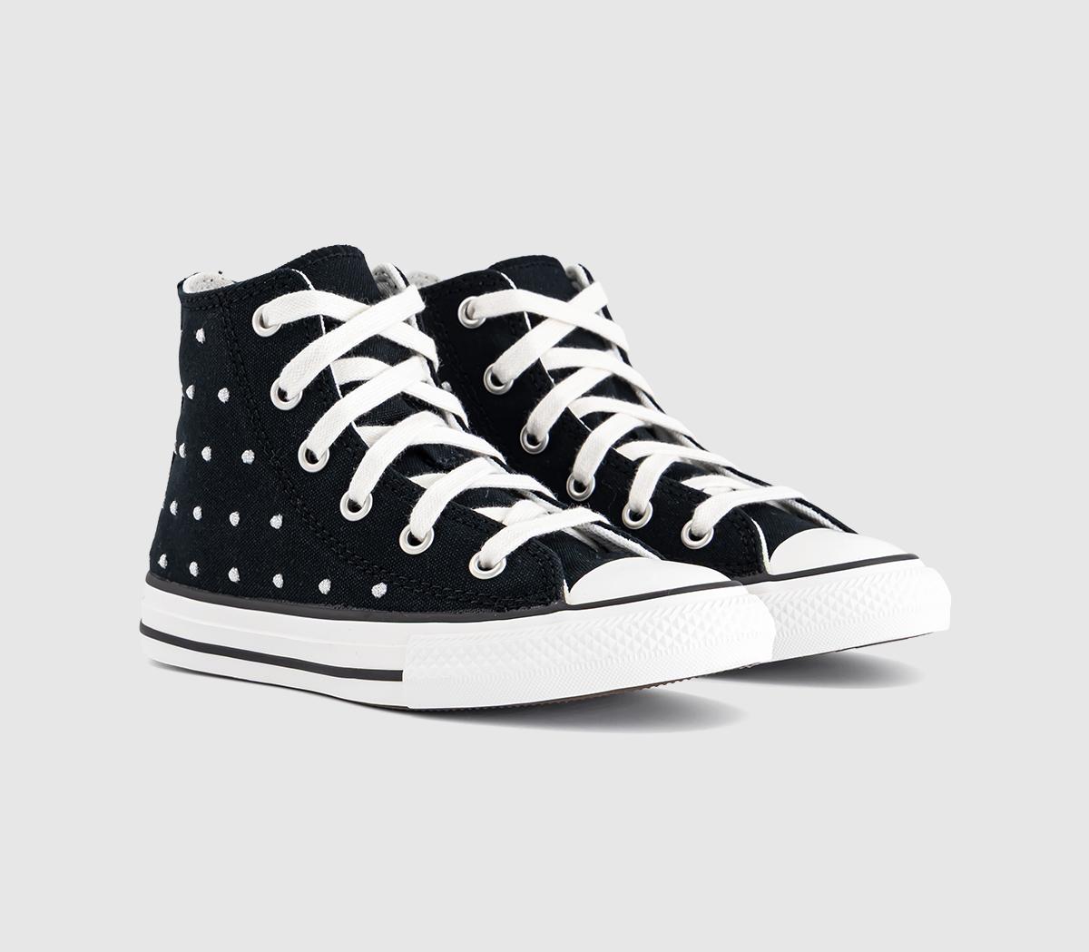 ConverseAll Star Hi Mid Sizes TrainersBlack Vintage White Stud
