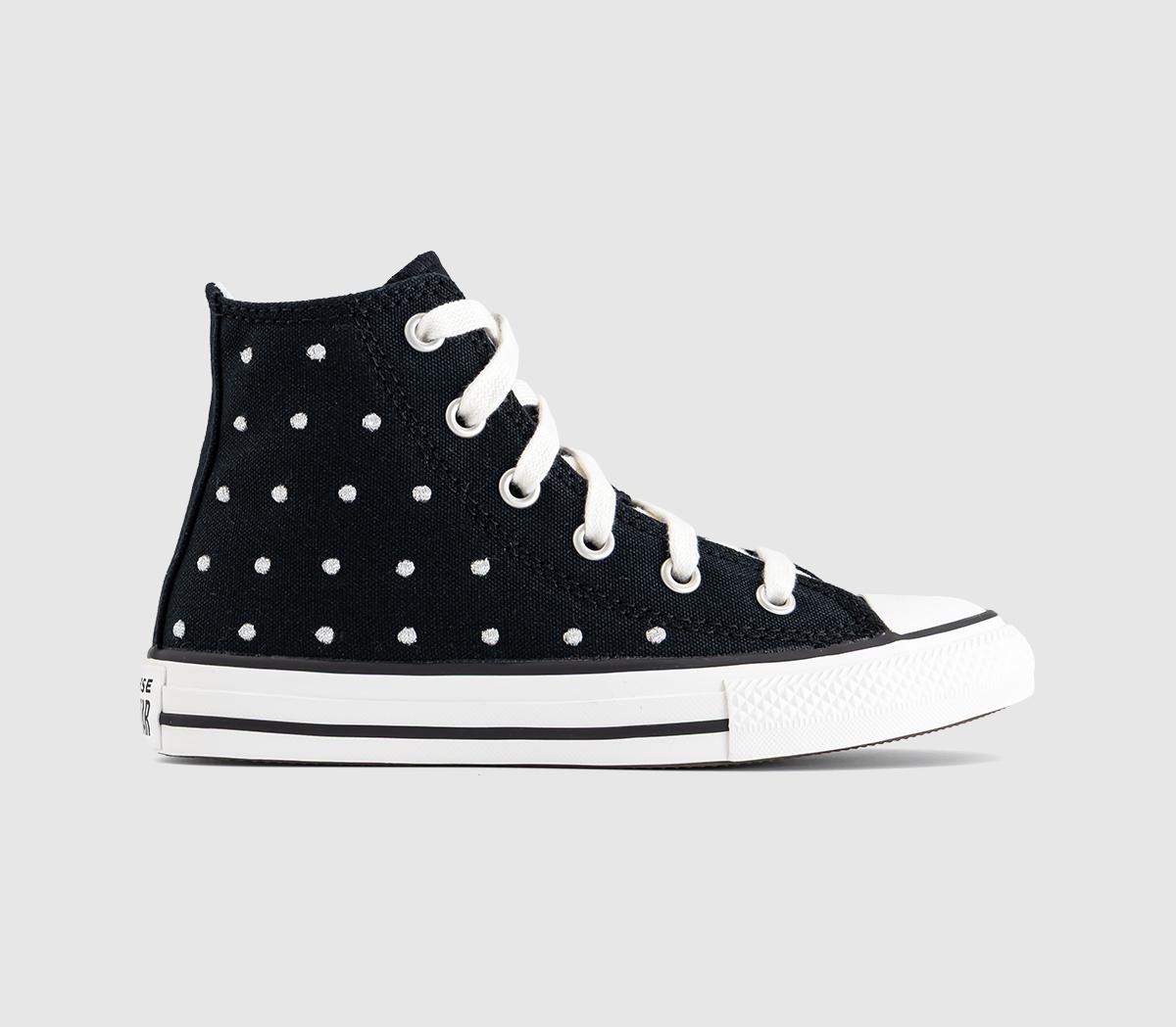 ConverseAll Star Hi Mid Sizes TrainersBlack Vintage White Stud