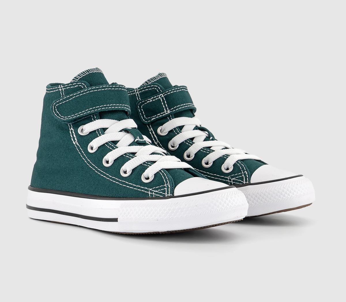 Converse Kids All Star Hi Mid Sizes Trainers Dragon Scale Green, 2