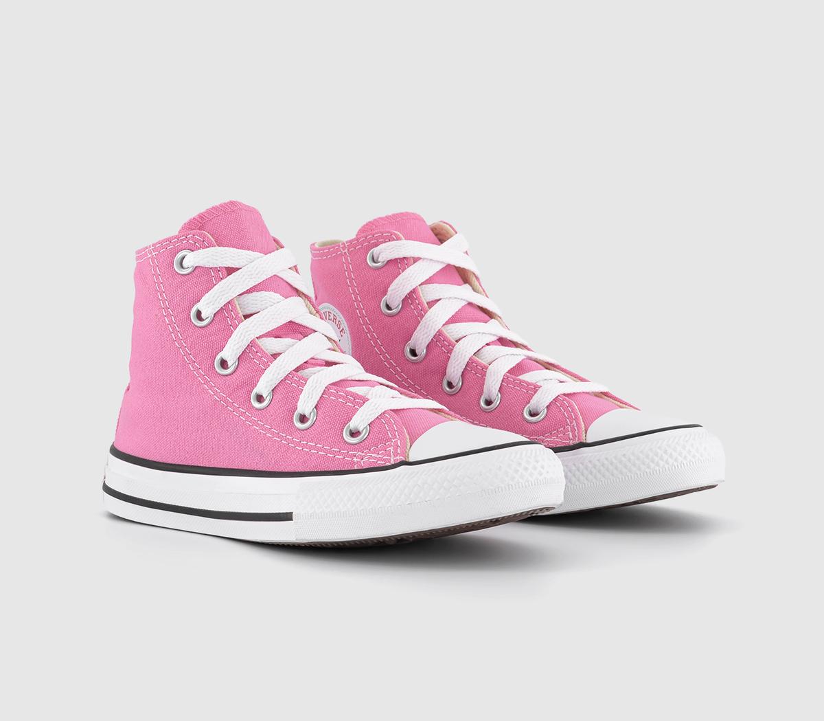 Converse Kids All Star Hi Mid Sizes Pink Canvas, 1 Youth