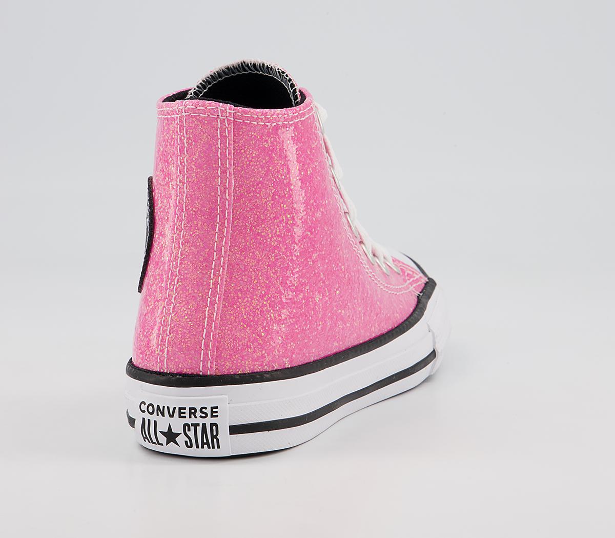 Converse All Star Hi Youth Trainers Converse All Star Hi Youth Trainers Pink Black White Glitter