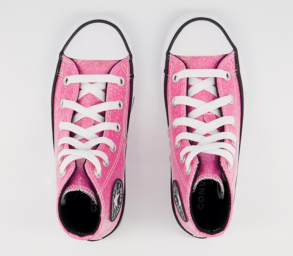 Converse All Star Hi Youth Trainers Converse All Star Hi Youth Trainers Pink Black White Glitter