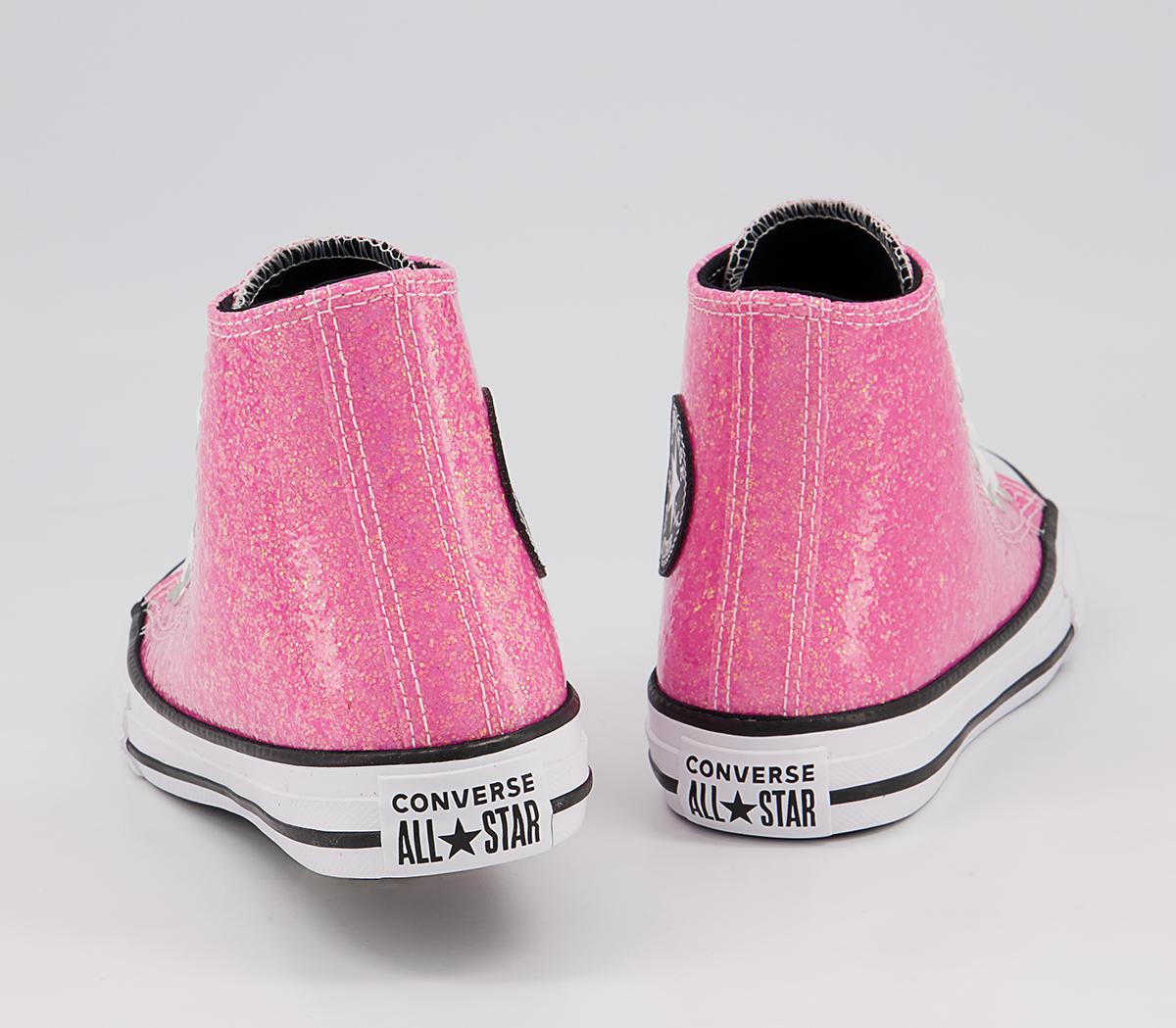 Converse All Star Hi Youth Trainers Converse All Star Hi Youth Trainers Pink Black White Glitter