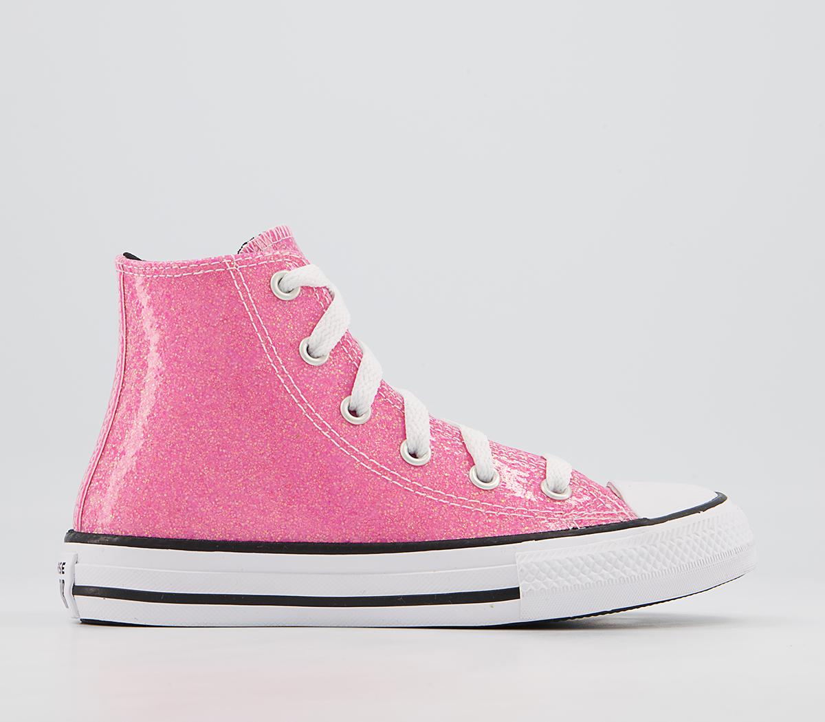 Pink sparkly converse high tops hotsell