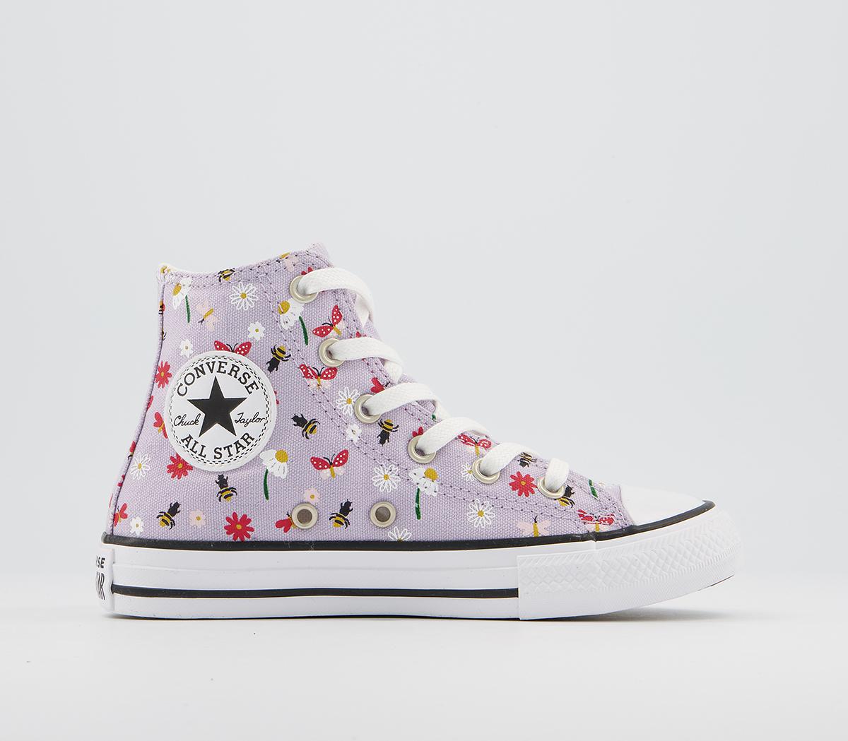 Converse All Star Hi Youth Trainers Infinite Lilac White Black Nature ...