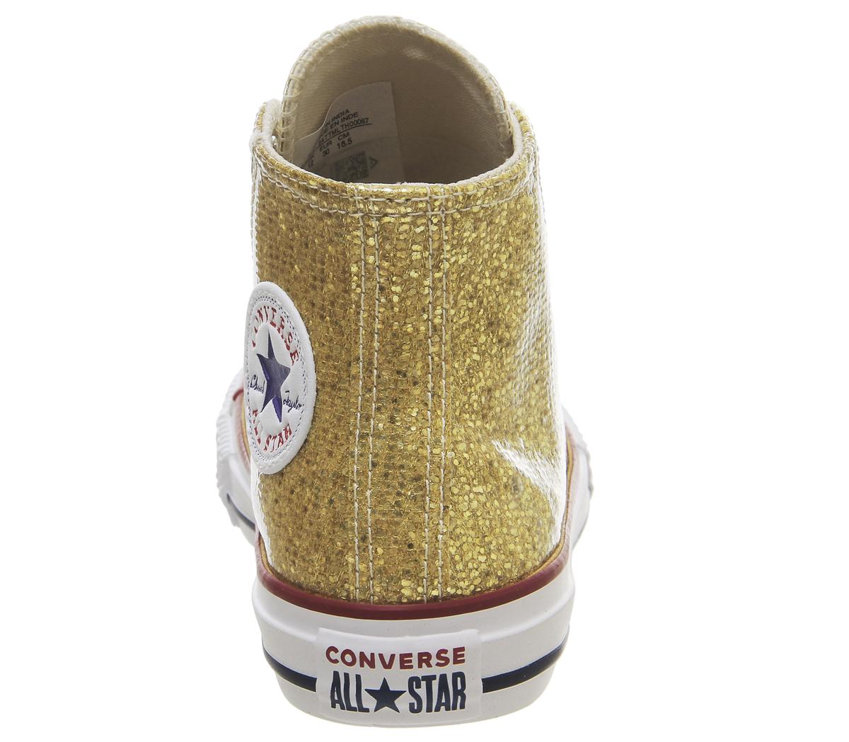 ConverseAll Star Hi Mid SizesGold Glitter White