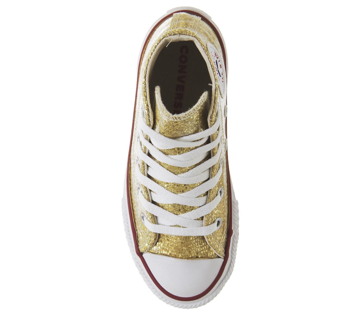 ConverseAll Star Hi Mid SizesGold Glitter White