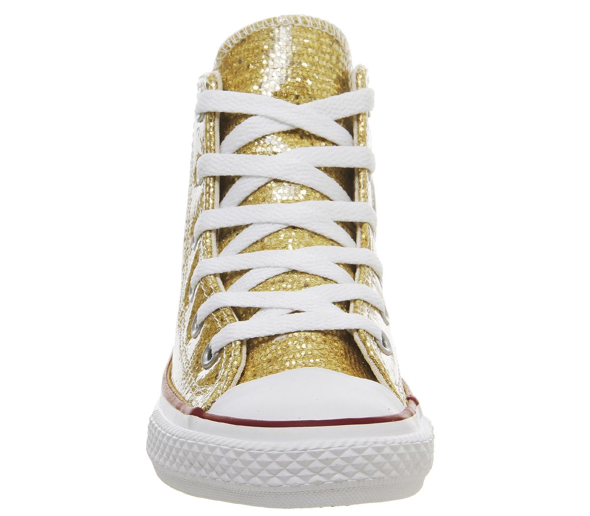 ConverseAll Star Hi Mid SizesGold Glitter White