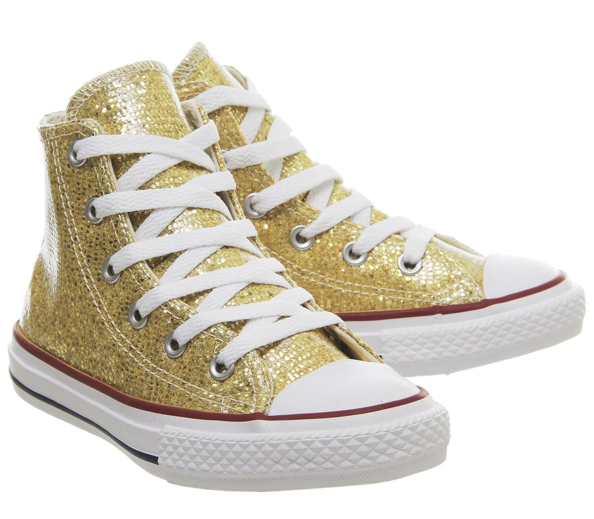 ConverseAll Star Hi Mid SizesGold Glitter White