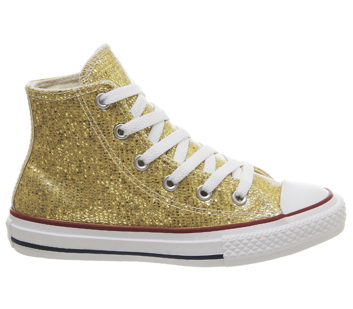 ConverseAll Star Hi Mid SizesGold Glitter White