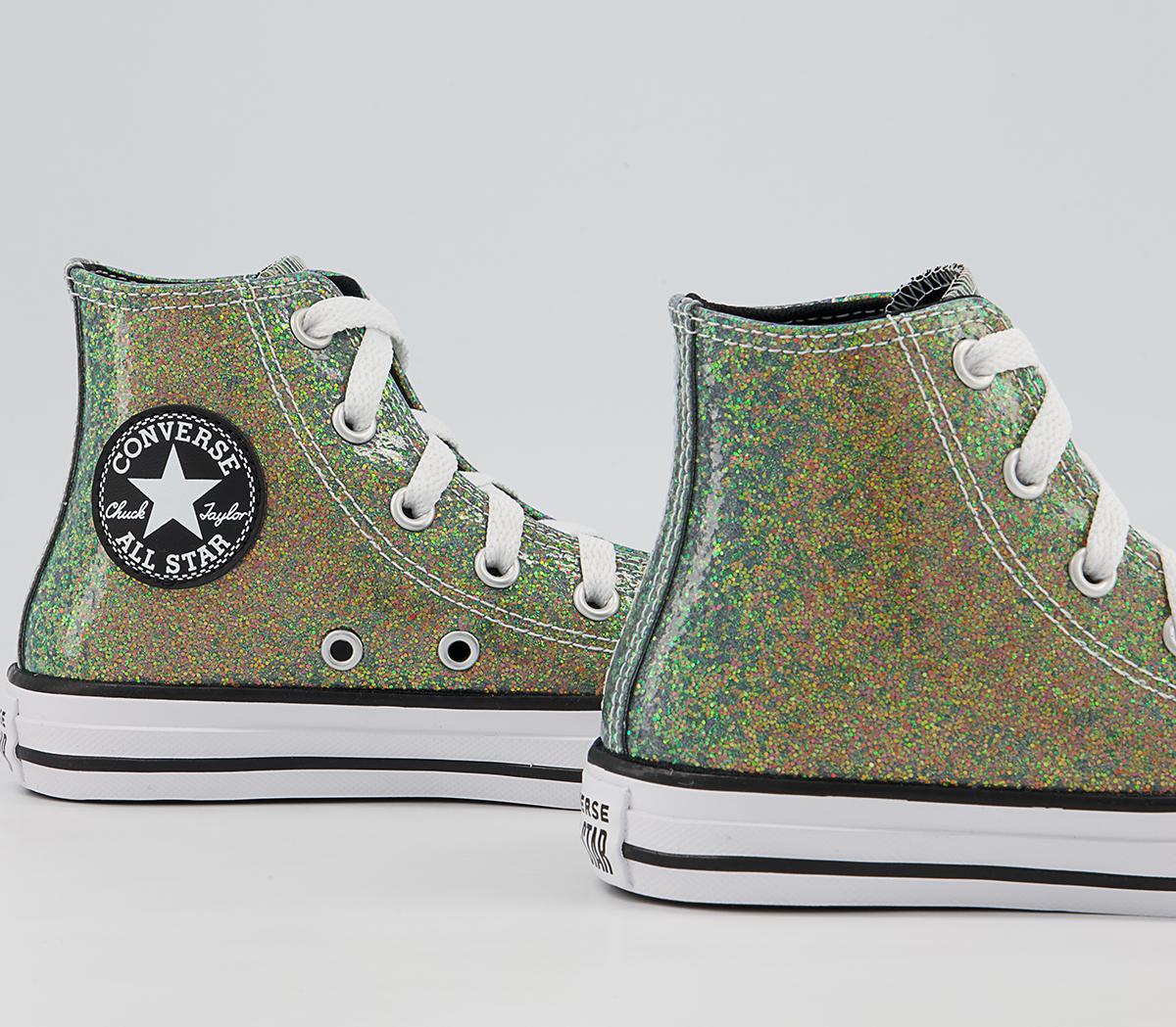 Converse All Star Hi Youth Trainers Converse All Star Hi Youth Trainers Gold Black White Glitter