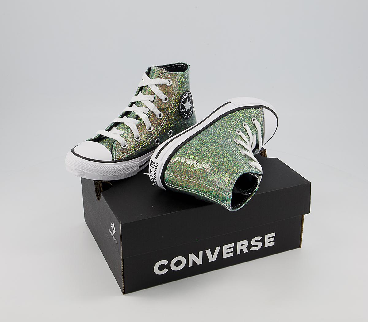 Converse All Star Hi Youth Trainers Converse All Star Hi Youth Trainers Gold Black White Glitter