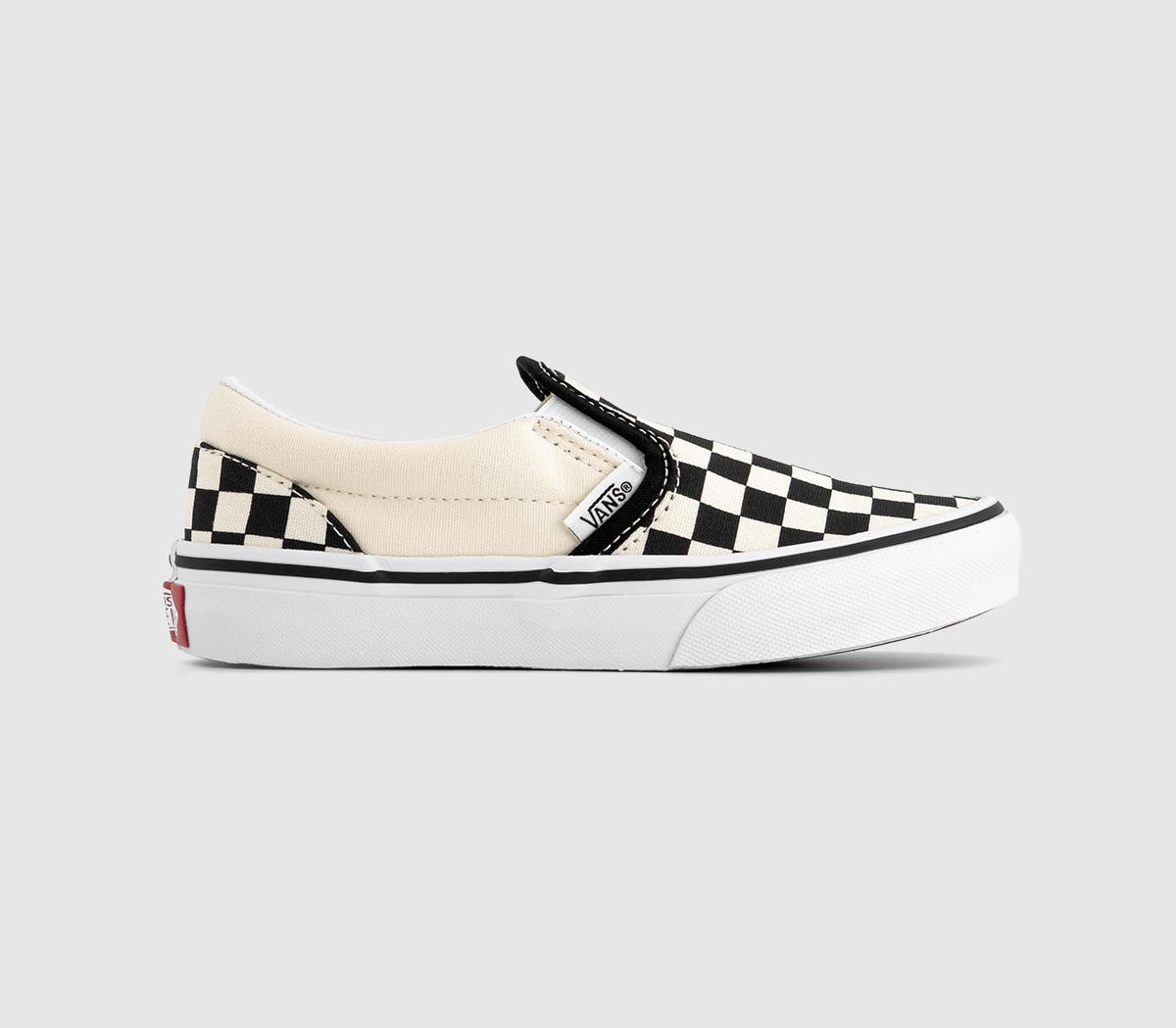 Kids Black And White Checkerboard Classic Slip On Trainers