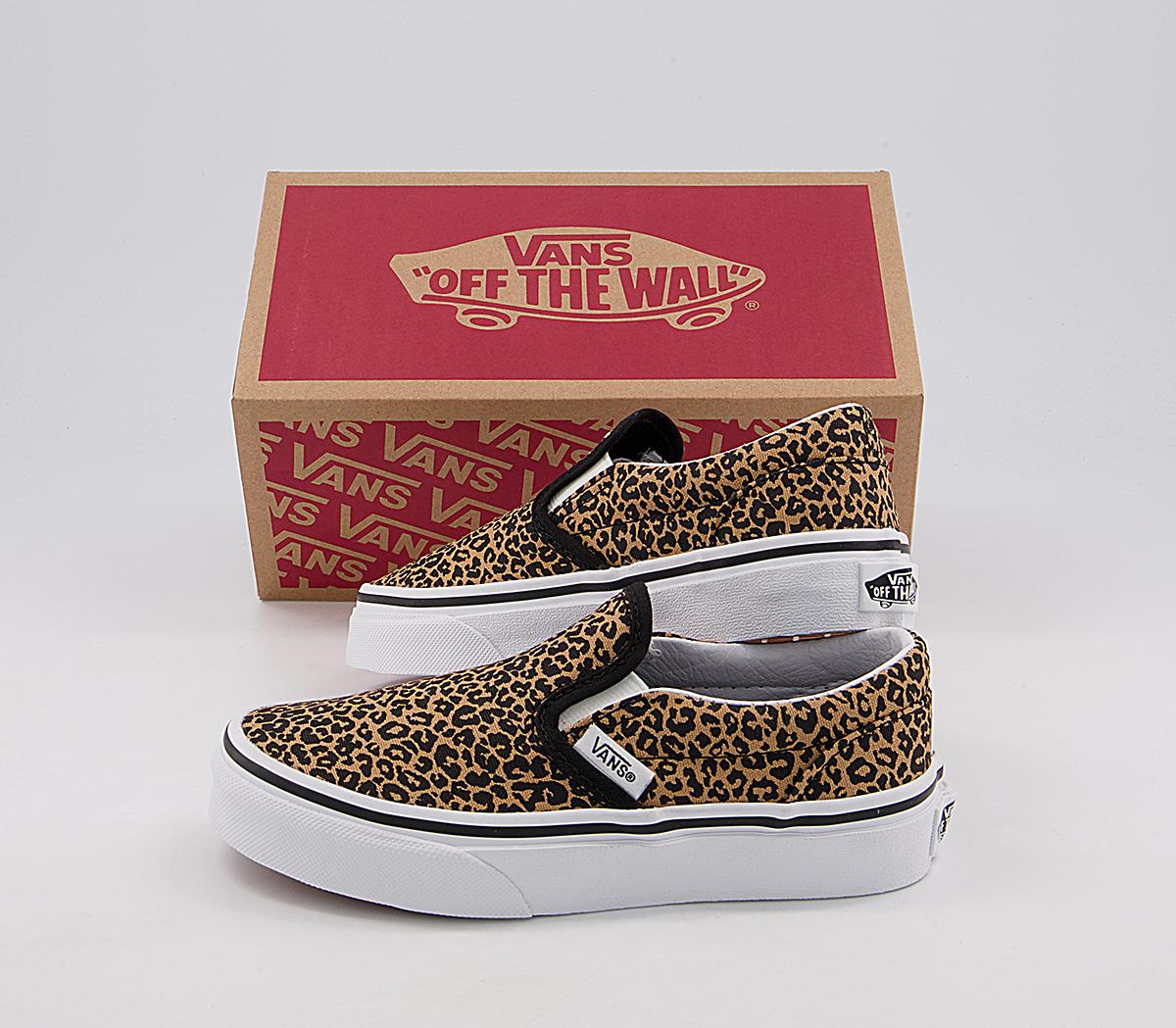 Vans Classic Slip On Kids Trainers Vans Classic Slip On Kids Trainers Leopard Black