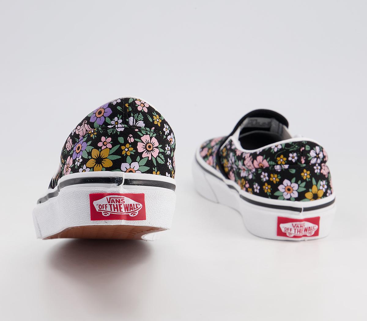 Vans Classic Slip On Kids Trainers Vans Classic Slip On Kids Trainers Floral Black True White