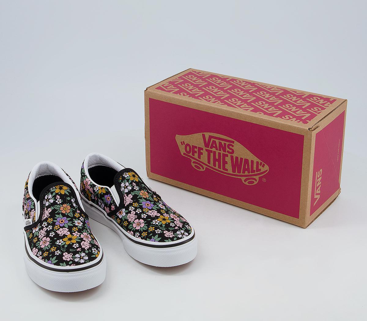 Vans Classic Slip On Kids Trainers Vans Classic Slip On Kids Trainers Floral Black True White