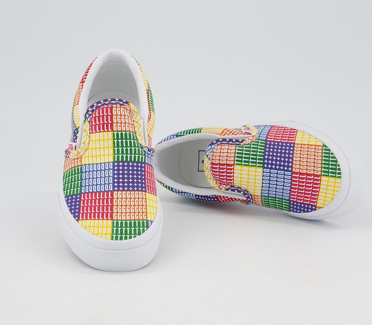 Vans Classic Slip On Kids Trainers Pride Multi True White - Unisex