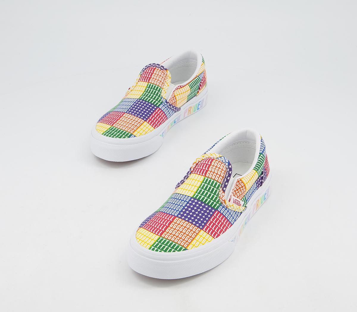 Vans Classic Slip On Kids Trainers Pride Multi True White - Unisex