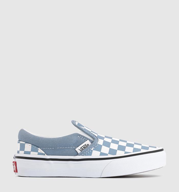 Vans Classic Slip On Trainers Kids Color Theory Checkerboard Dusty Blue