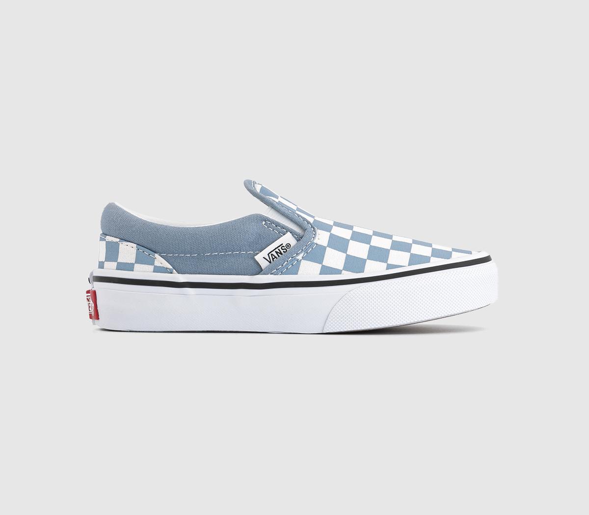 VansClassic Slip On Trainers KidsColor Theory Checkerboard Dusty Blue