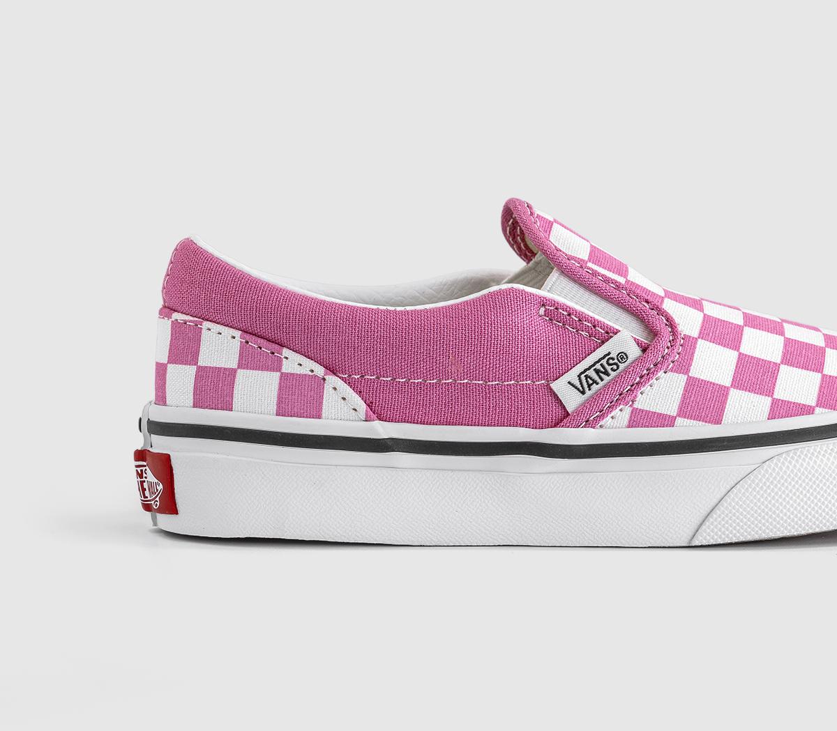 VansClassic Slip On Kids TrainersPink Fizz Checkerboard