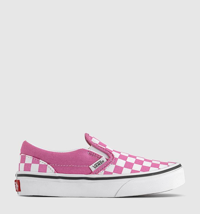 Vans Classic Slip On Kids Trainers Pink Fizz Checkerboard