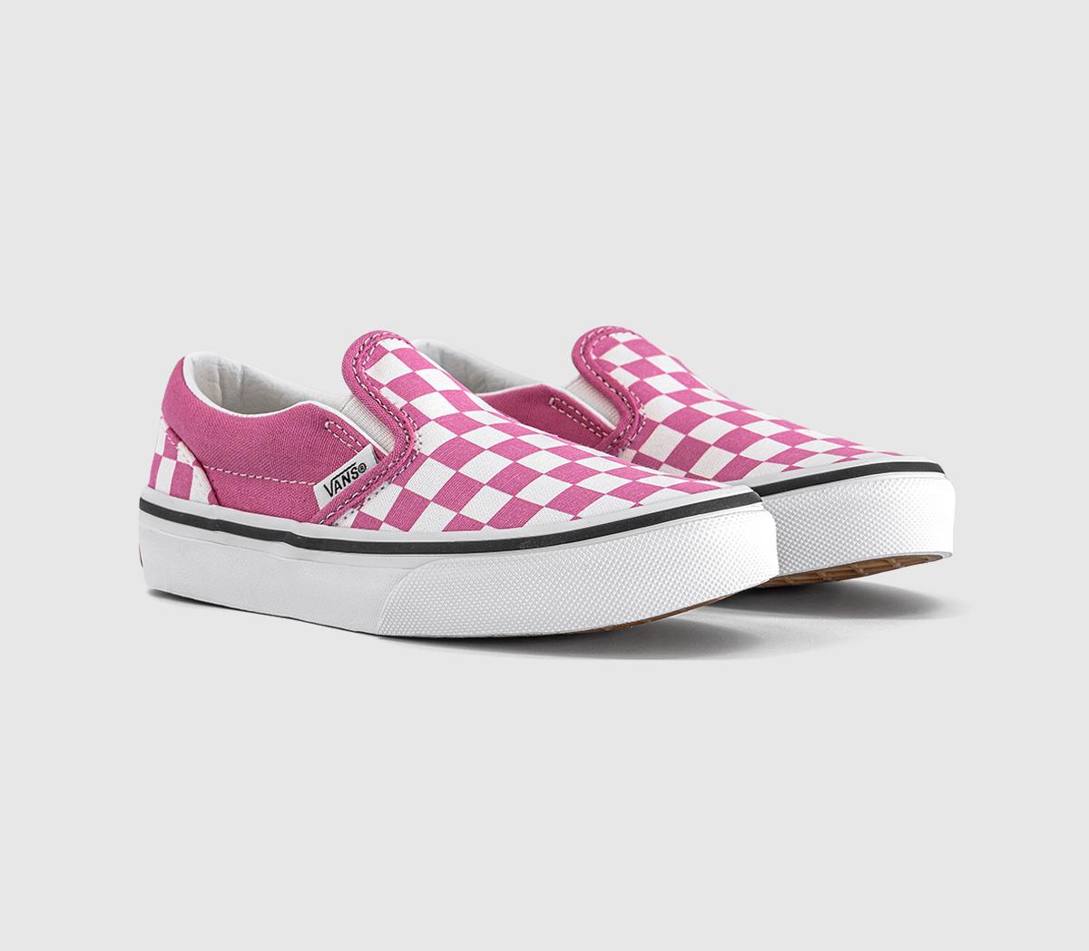 VansClassic Slip On Kids TrainersPink Fizz Checkerboard