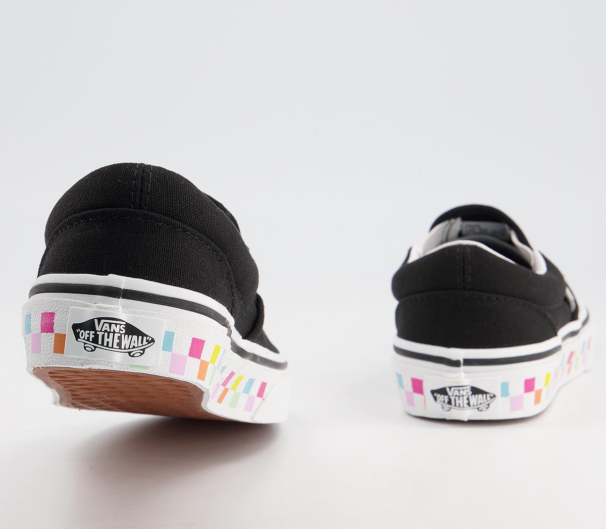 Vans Classic Slip On Kids Trainers Vans Classic Slip On Kids Trainers Rainbow Black Checkerboard