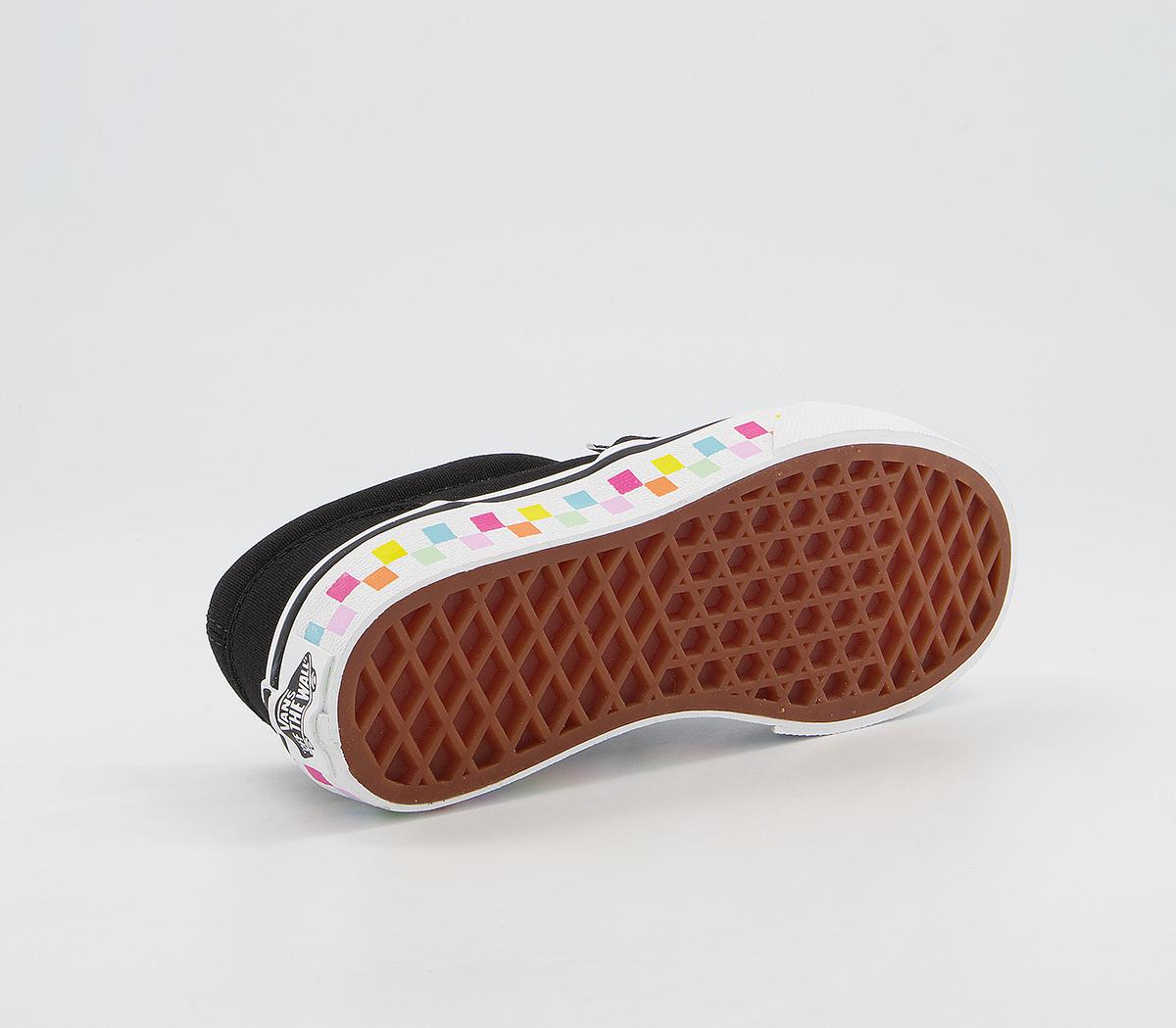 Vans Classic Slip On Kids Trainers Vans Classic Slip On Kids Trainers Rainbow Black Checkerboard