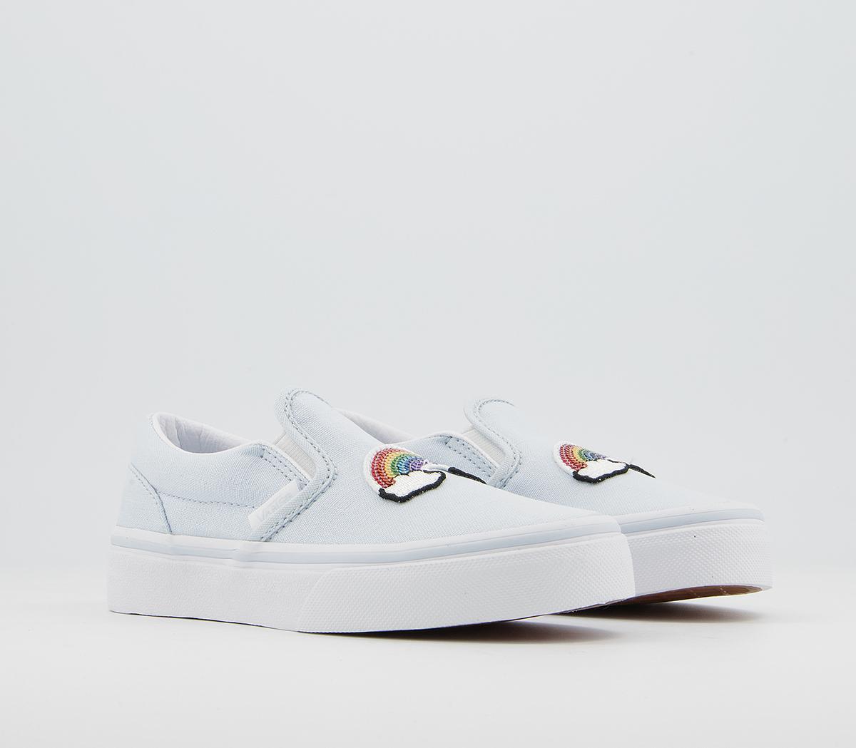 Vans Classic Slip On Kids Trainers Vans Classic Slip On Kids Trainers Sequin Rainbow Ballard Blue True White